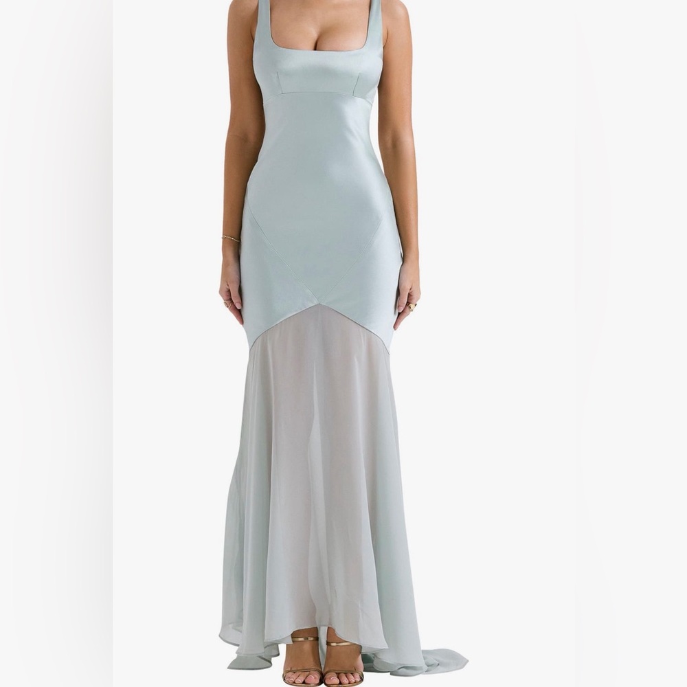 House of CB Pale Blue Fitted Mermaid Maxi Dress